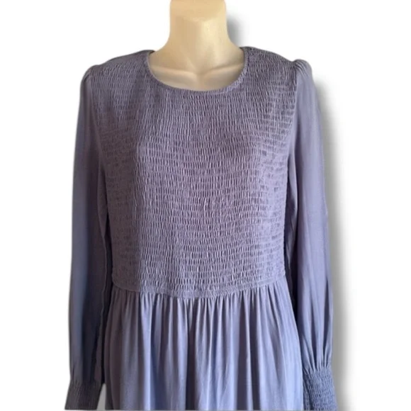 ZESICA long sleeve smocked tiered midi dress - Picture 3 of 8